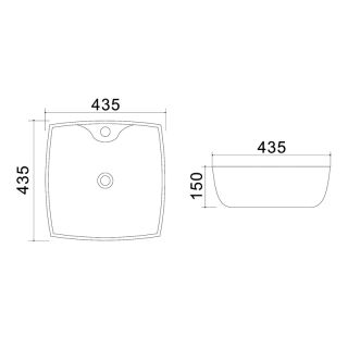 Раковина накладная Azario 43.5х43.5х15 фаянс (AZ4263)